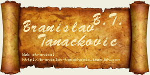 Branislav Tanacković vizit kartica